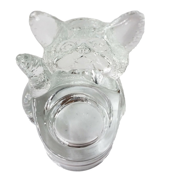 PartyLite Glass Kitten Cat Tea Light Candle Holder Clear Heavy Glass P0548 - Picture 5 of 7